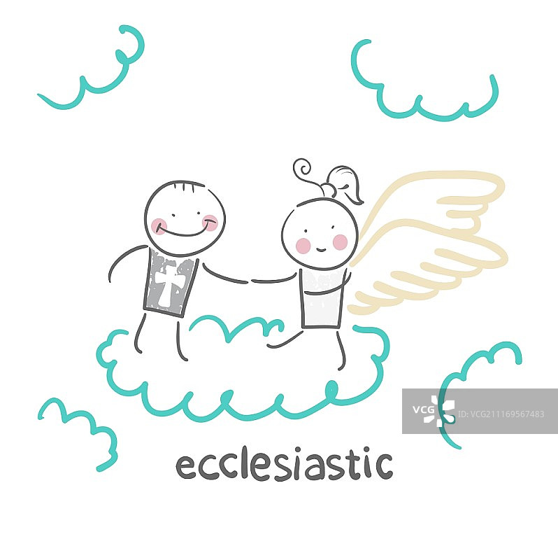 教会人士。有趣的卡通风格插图。生活情景。图片素材