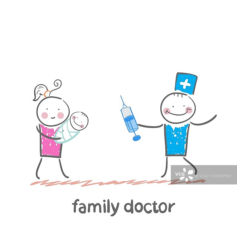 家庭医生治疗带着孩子的母亲图片素材