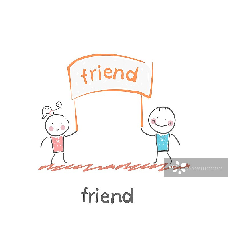 朋友，有趣的卡通风格插画，生活场景图片素材