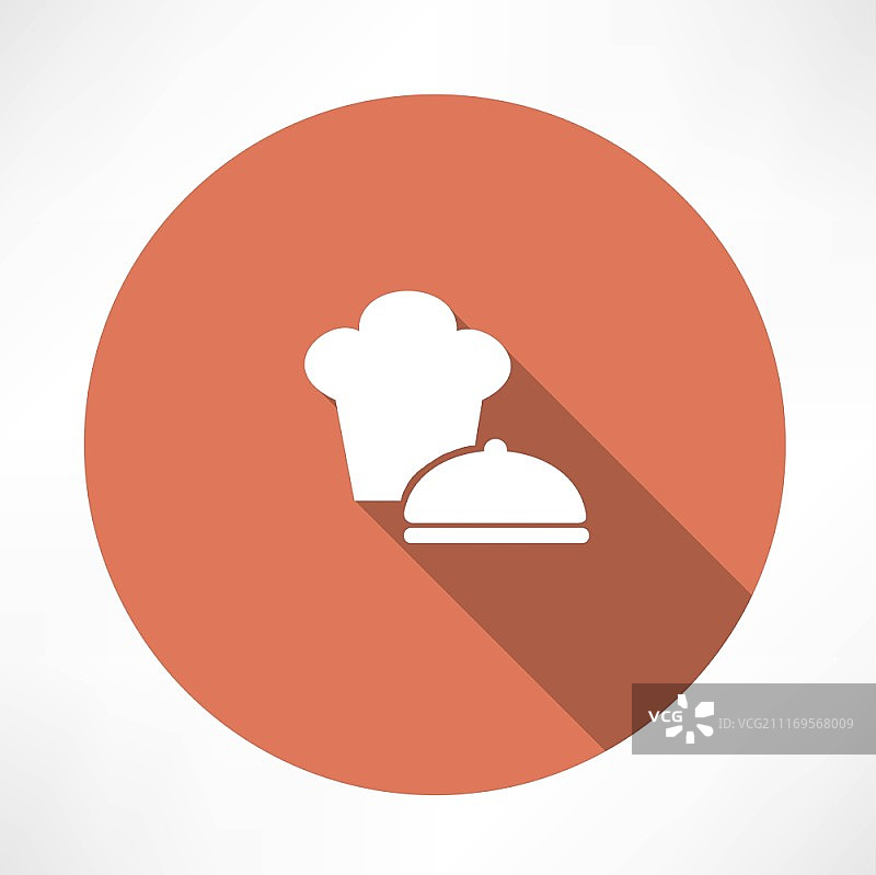 厨师帽和平底锅图标。扁平现代风格矢量图图片素材