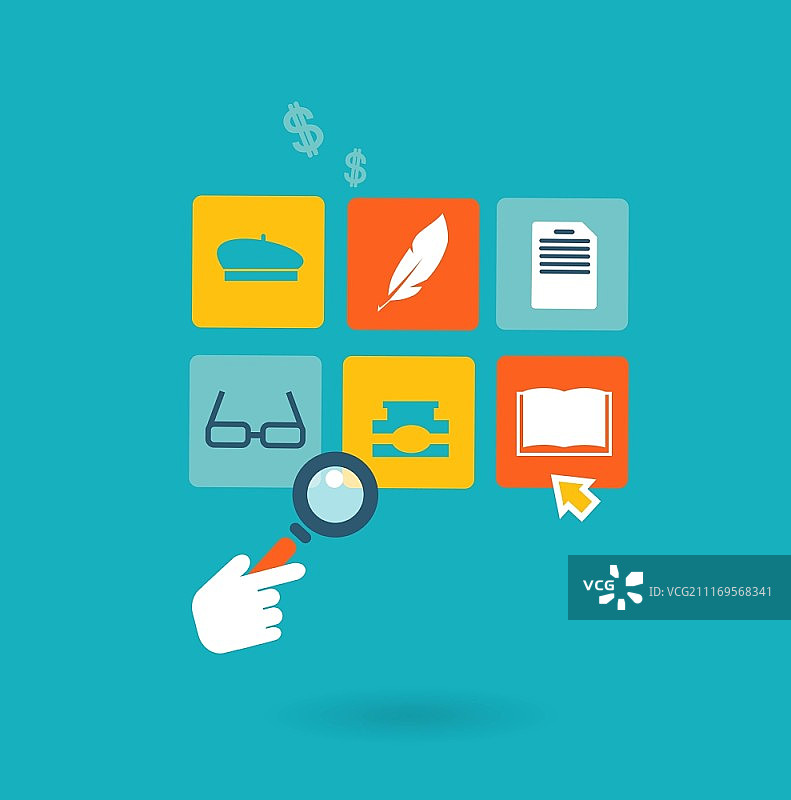 作家图标：扁平现代风格矢量设计图片素材