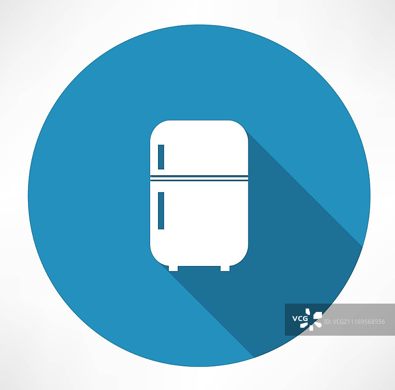 复古冰箱图标：扁平现代风格矢量图图片素材