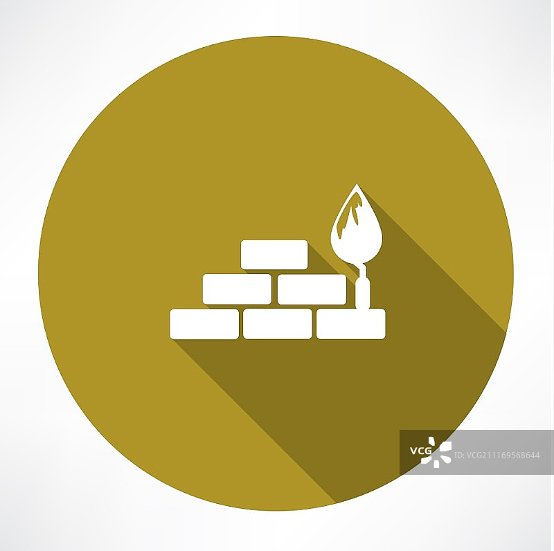 砖块和泥刀图标：扁平现代风格矢量图图片素材