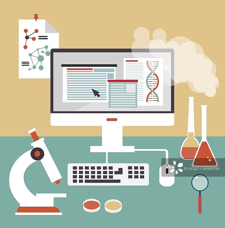 科学家化学家桌面插画图片素材