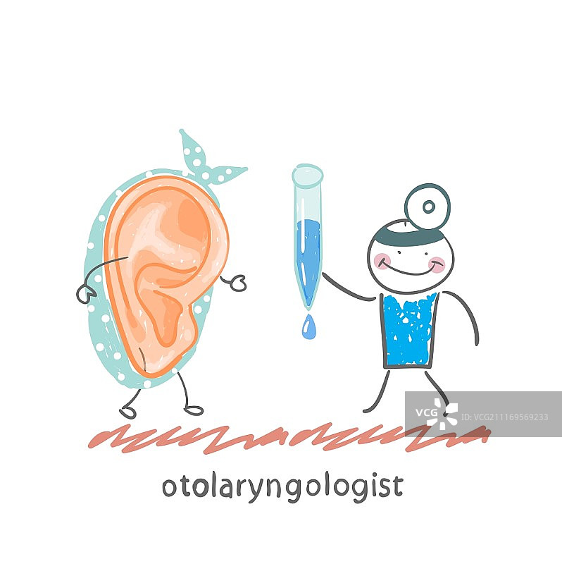 耳鼻喉科医生给病人滴耳液卡通插画图片素材