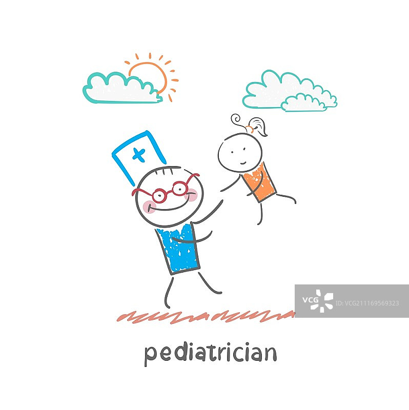 儿科医生与孩子玩耍卡通插画图片素材