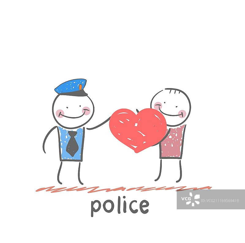 警察主题的趣味卡通风格插画：生活场景图片素材