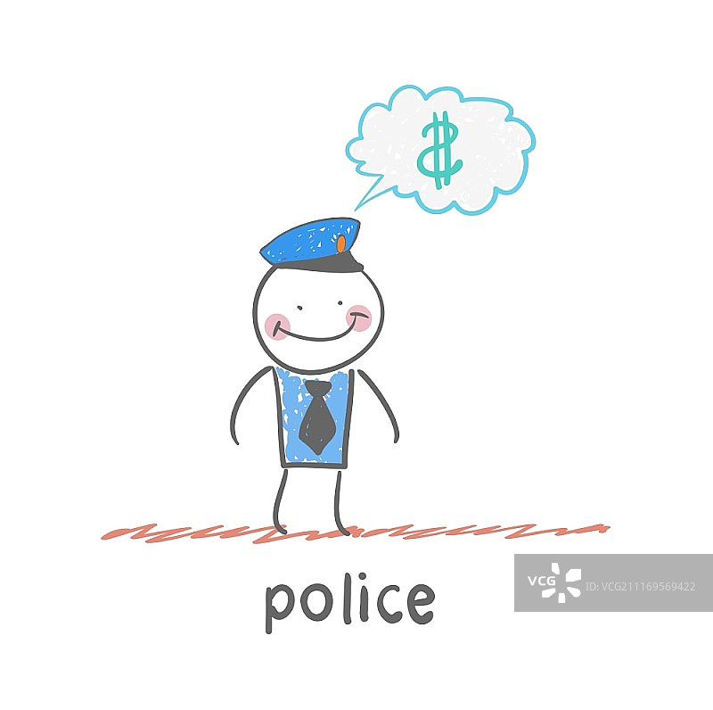 警察主题的趣味卡通风格插画：生活场景图片素材