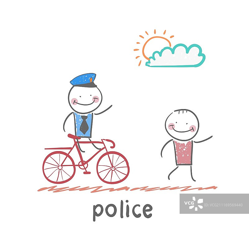警察主题的趣味卡通风格插画：生活场景图片素材