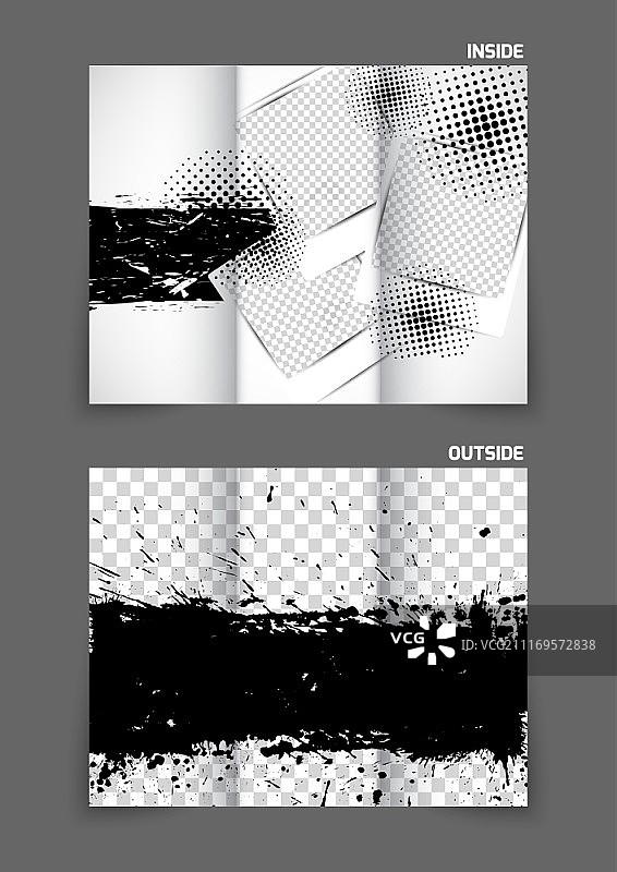 三折页照片相框复古设计模板图片素材