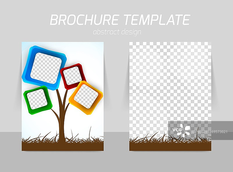 抽象方块树正反面宣传单模板图片素材