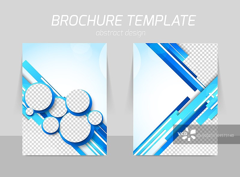 蓝色圆圈和直线正反面宣传单模板图片素材