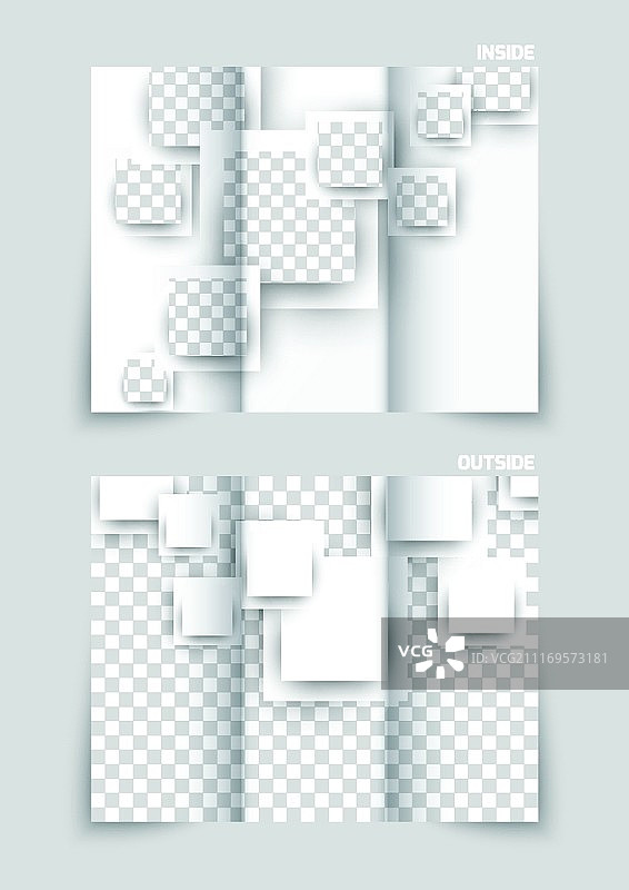 带白色方块的三折页宣传册模板设计图片素材