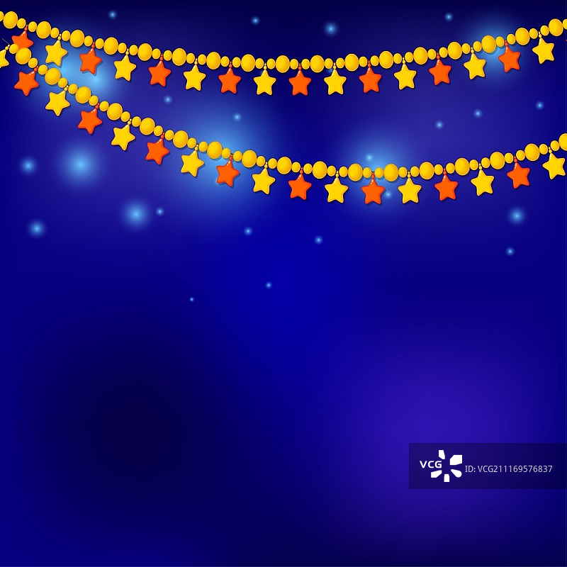蓝色背景上的金色圣诞星装饰图片素材