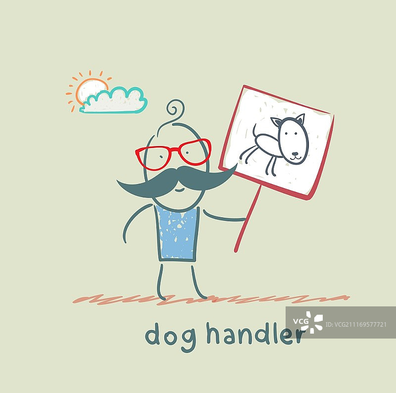 小狗拿着一张狗的宣传海报图片素材