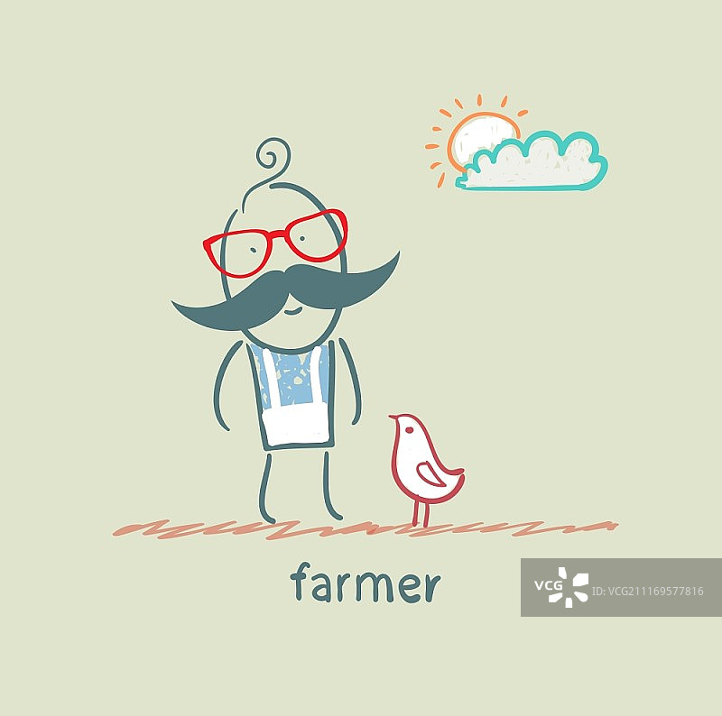 站在鸡旁边的农民图片素材