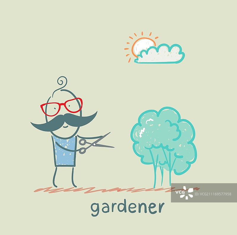 园丁修剪灌木图片素材