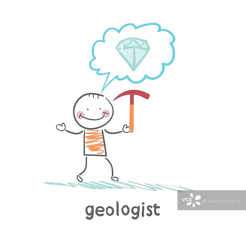 地质学家拿着锤子思考宝石图片素材