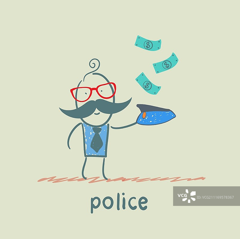 警察收取掉落的钱图片素材