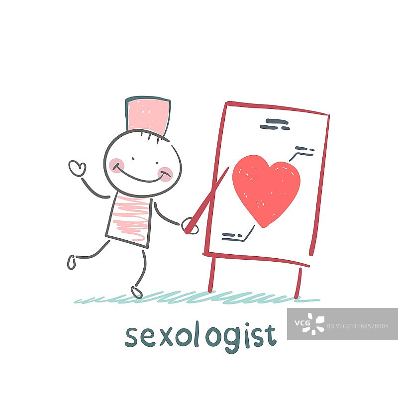 性学家讲解并展示彩绘红心图片素材