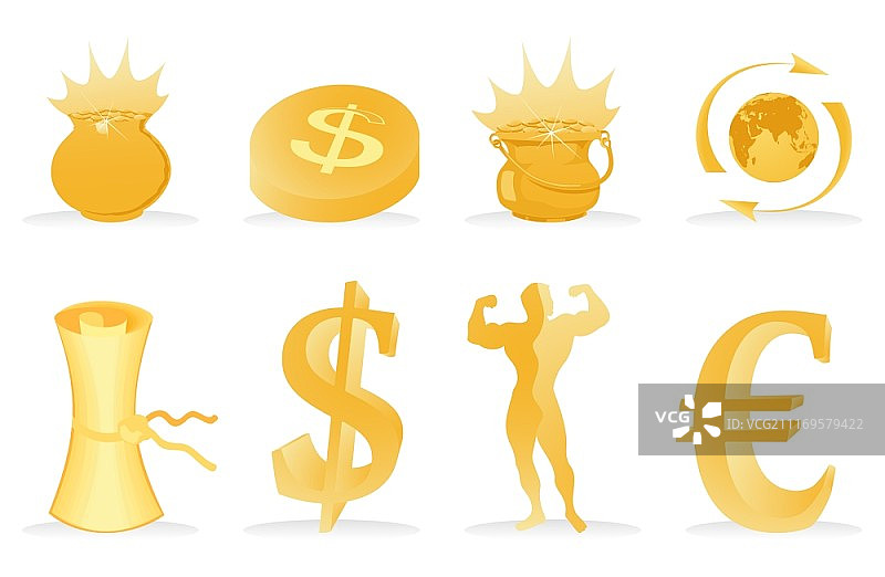 金色图标。金色图标集合。矢量图图片素材