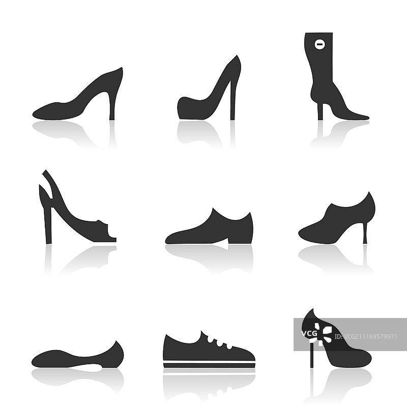 鞋类图标集矢量图图片素材