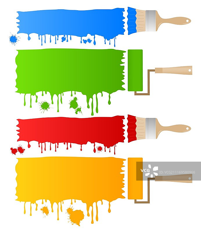 油漆和画笔矢量插画图片素材