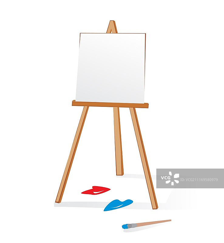 纸质空白页，白纸和带油漆的刷子矢量插画图片素材