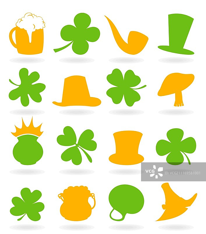 圣帕特里克节主题图标集矢量图图片素材