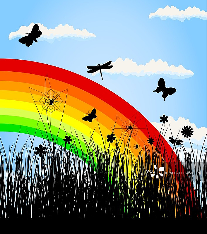 春天苏醒的昆虫矢量图图片素材