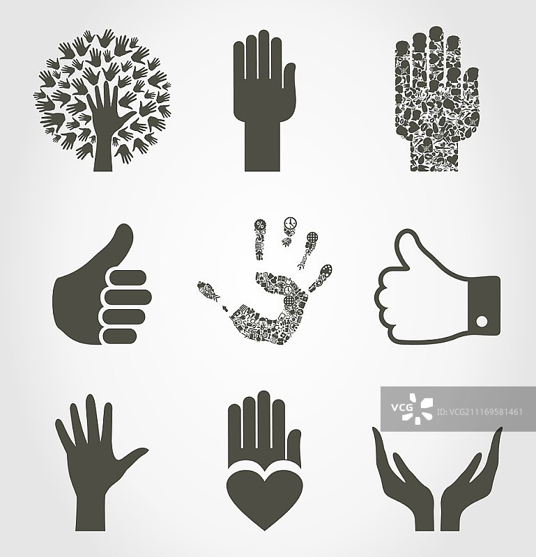 手部图标集矢量图图片素材