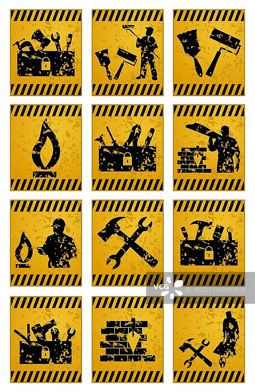 工人使用的黄色平板电脑矢量图图片素材