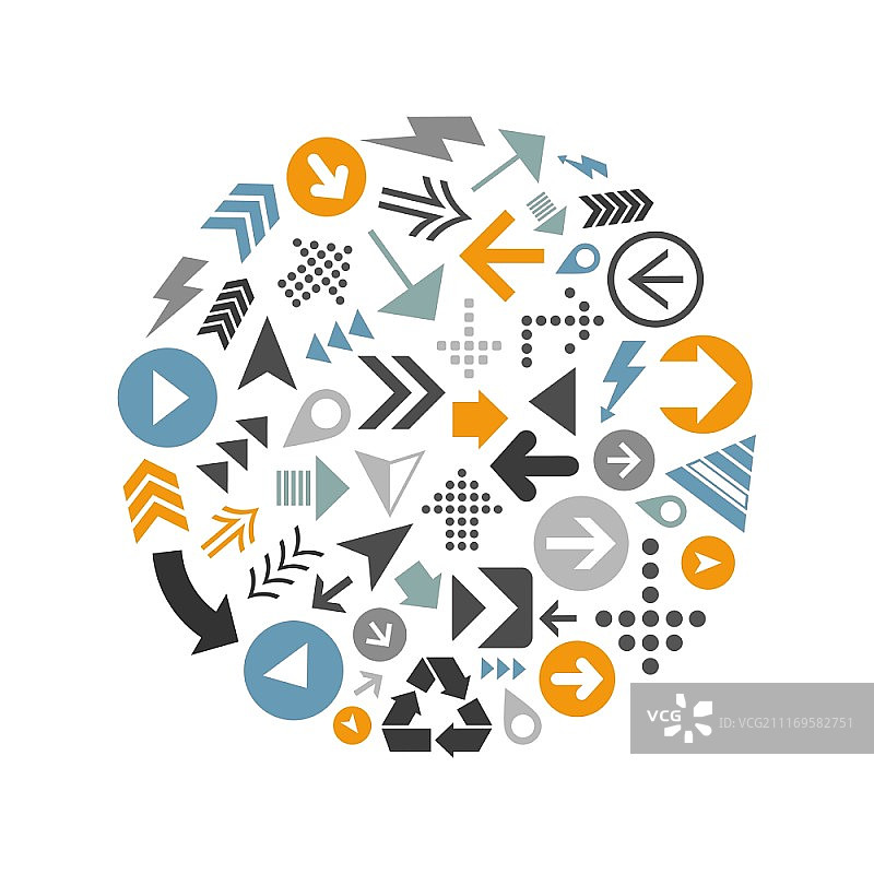 箭头组成的球体矢量插图图片素材