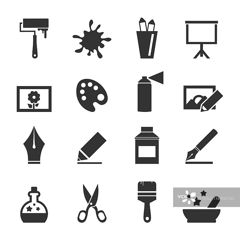 艺术图标集矢量插画图片素材