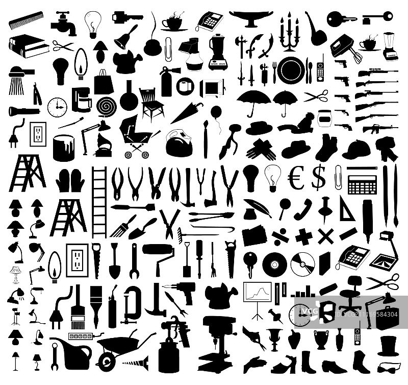 主题剪影合集，各种主题和工具的剪影，矢量图图片素材