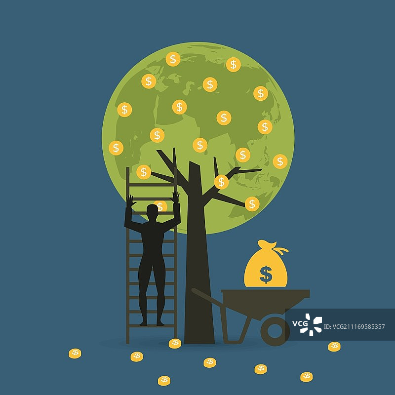 摇钱树购物手推车图片素材