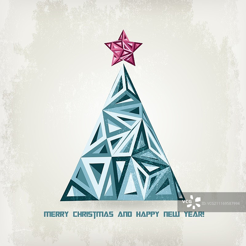 做旧纹理圣诞树贺卡图片素材