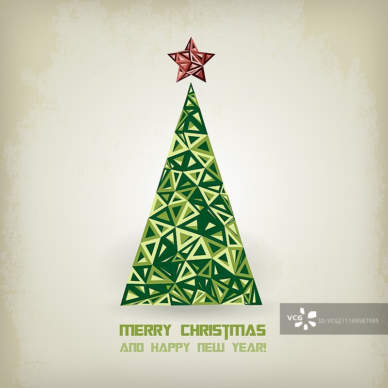 做旧纹理圣诞树贺卡图片素材