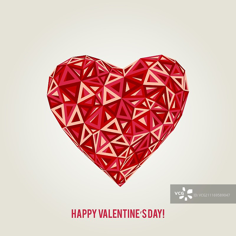 低多边形心形情人节贺卡图片素材