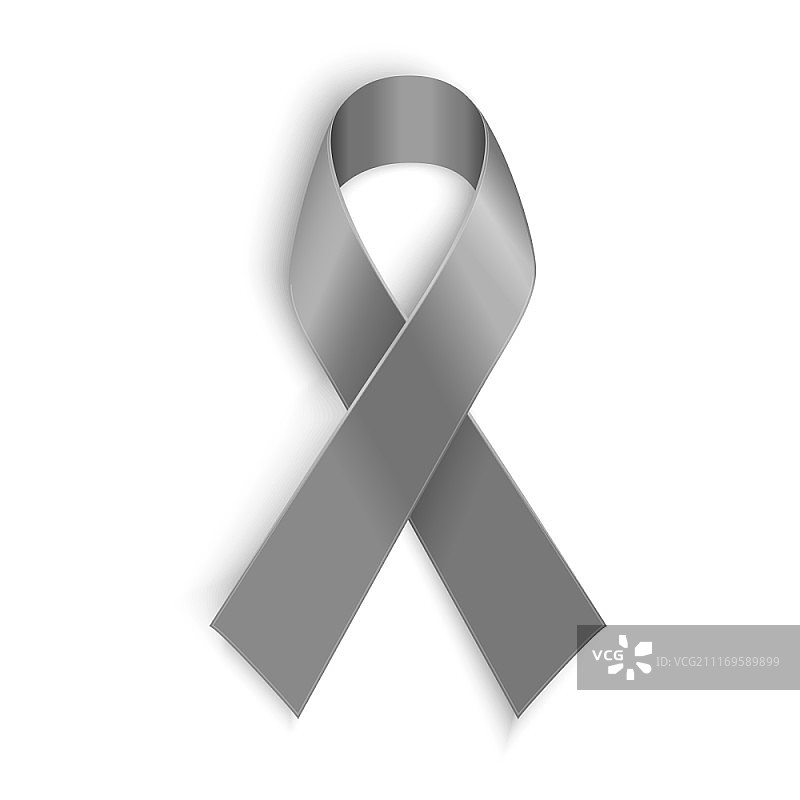 灰色丝带，象征边缘型人格障碍、糖尿病、哮喘和脑癌意识图片素材