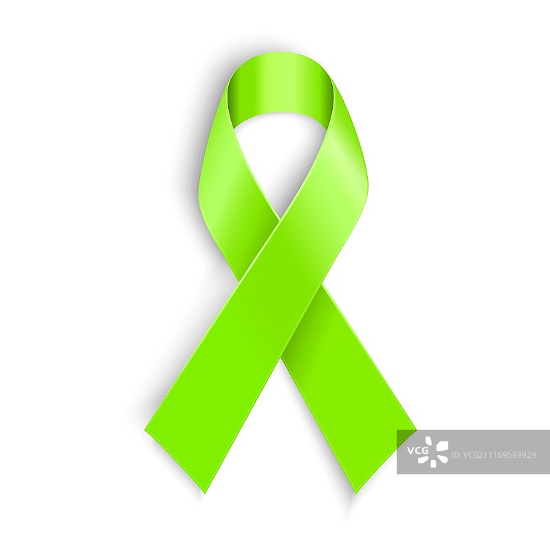白色背景上的青柠色公益丝带矢量图图片素材