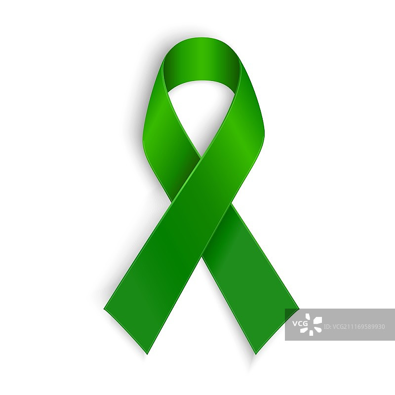 绿色丝带：脊柱侧弯、心理健康和其他意识象征矢量图图片素材