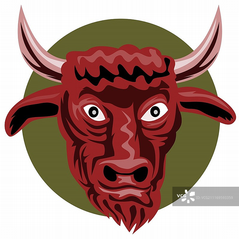 狂怒的公牛头插画，白色背景图片素材
