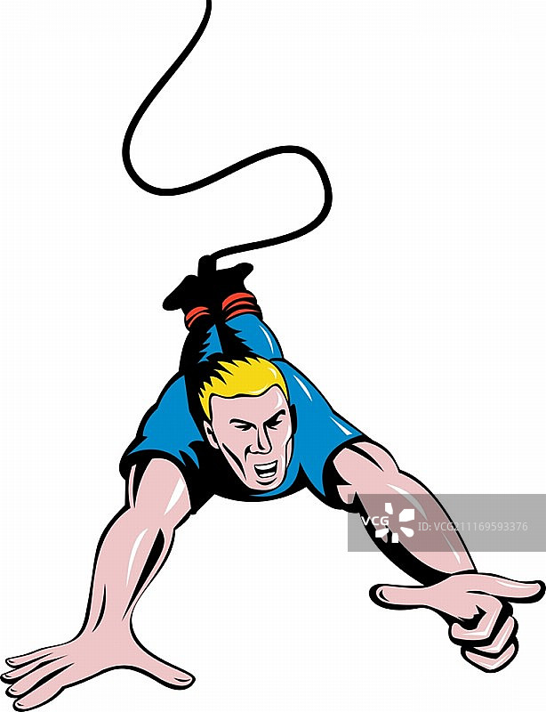 男人蹦极手指插画图片素材