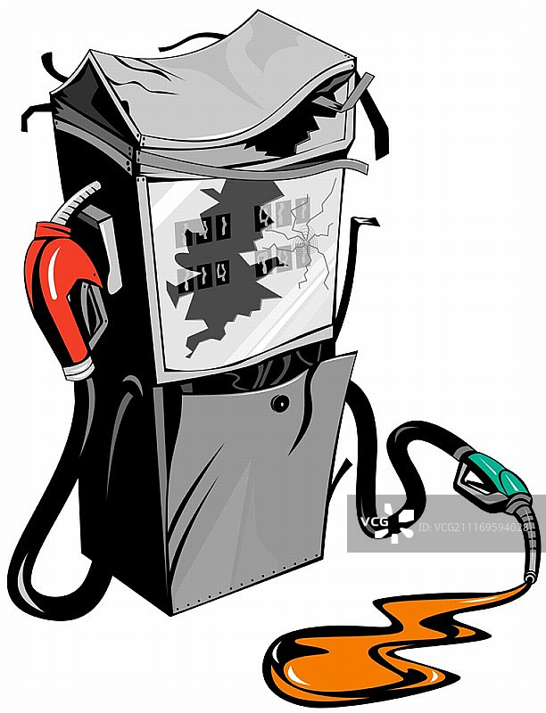 复古风格的故障汽油加油站插画图片素材