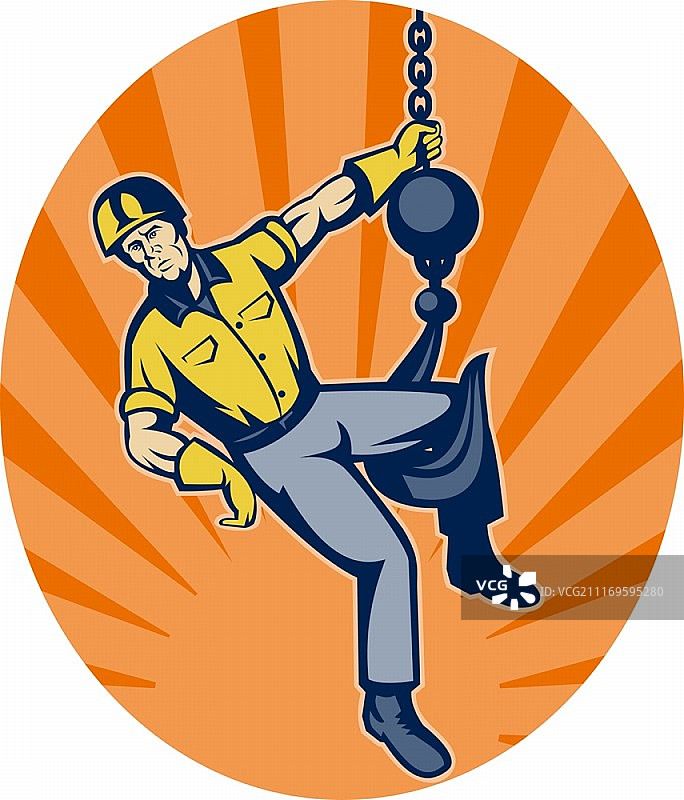 建筑工人吊钩插画图片素材