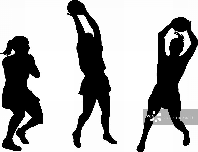 背景中接球的女子篮网球运动员插画图片素材