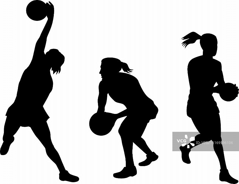 背景中接球的女子篮网球运动员插画图片素材