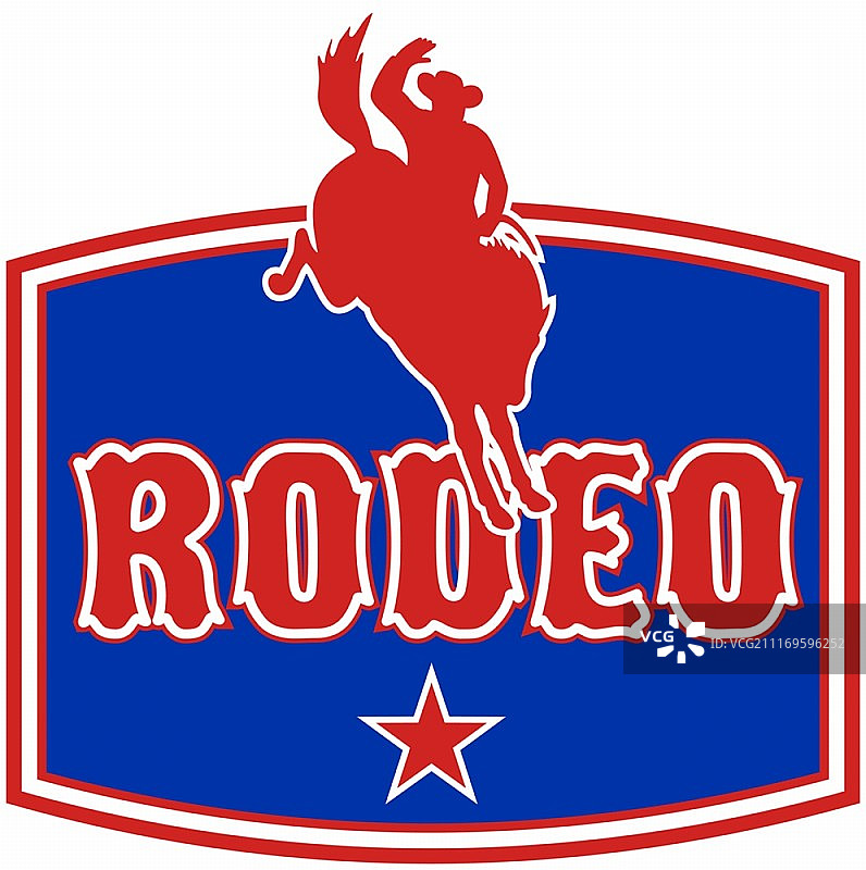 复古风格插画：美国牛仔骑野马图片素材