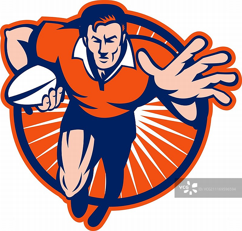 橄榄球运动员带球冲锋插画图片素材